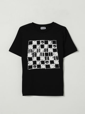 t-shirt stampa scacchi HUM05GLAA01 60100 MOSCHINO KIDS 