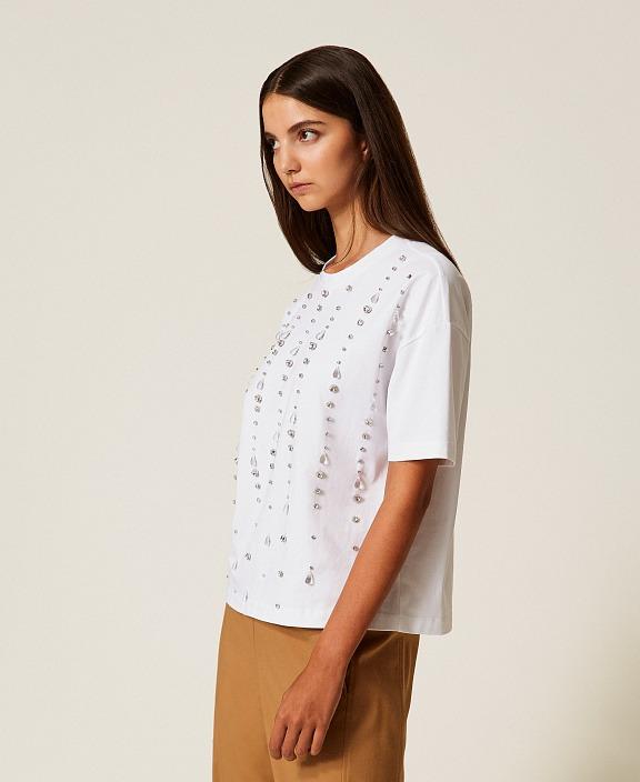 t-shirt con strass 252AT2151 00840 TWINSET ACTITUDE 