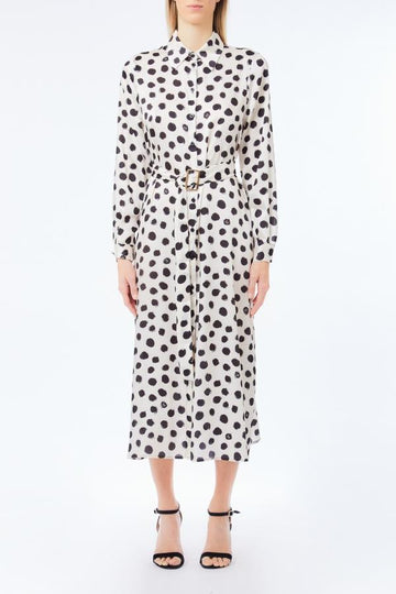 abito lungo a pois con cinta UF5249T045A M9168 LIU JO DENIM 