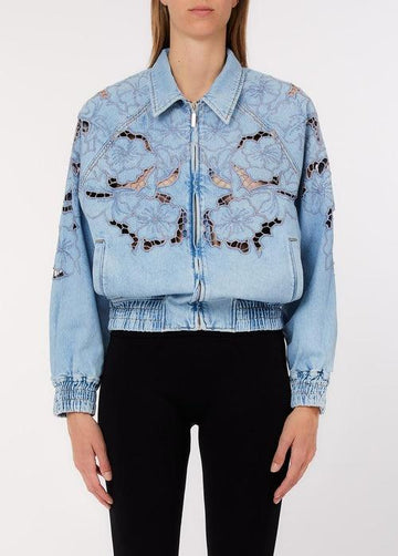 giubbino con ricami traforati UA6227D4286 78978 LIU JO DENIM 