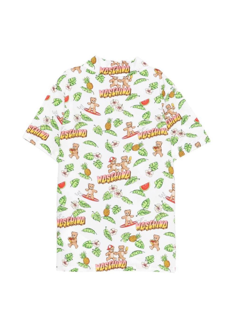 camicia con fantasia all over HUC01X LLB65 83657 MOSCHINO KIDS 