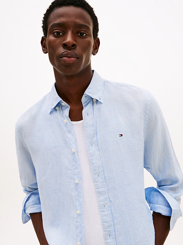 camicia in puro lino MW0MW34602 C1O TOMMY HILFIGER 