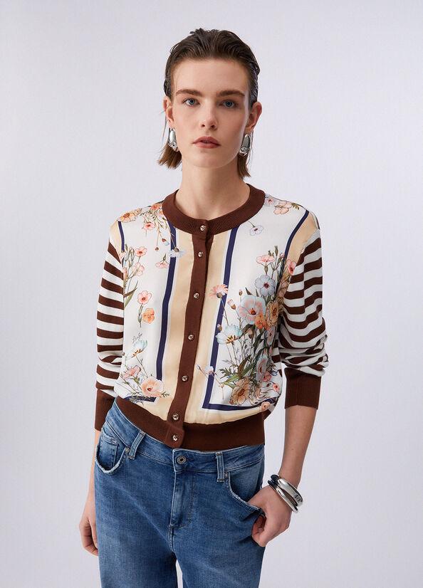 cardigan con inserto WA6384MS49I P9245 LIU JO WHITE 