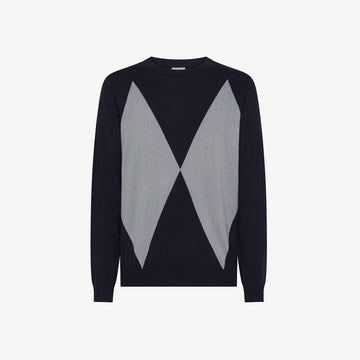 Maglione in lana e cotone a rombi K45150 0734 SUN68 