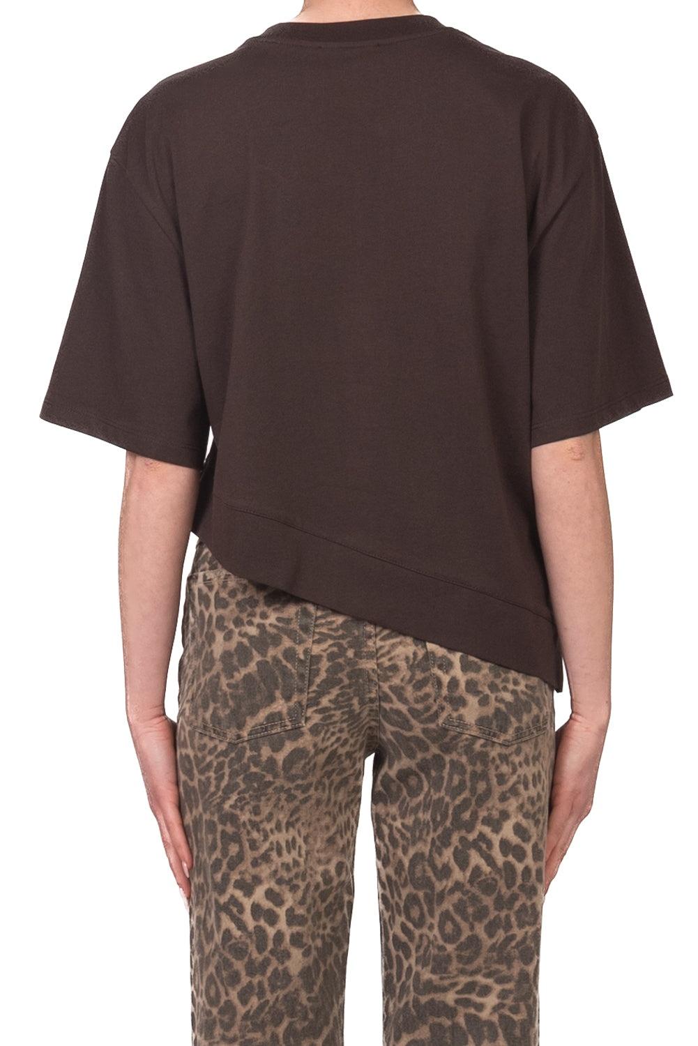 t-shirt asimmetrica UAB0281 MARRONE VICOLO 