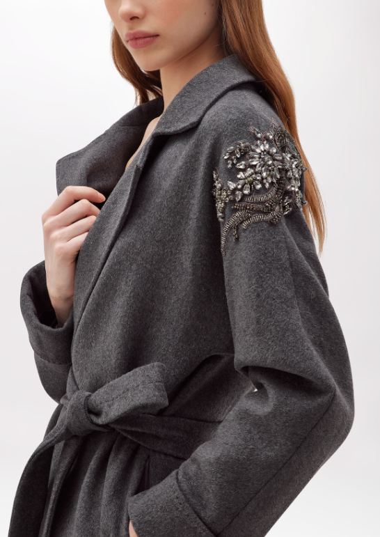 cappotto con cinta e gioielli RF5241T221A 02073 Blugirl 