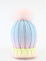 REGINA cappellino con pompon di volpe Arcobaleno