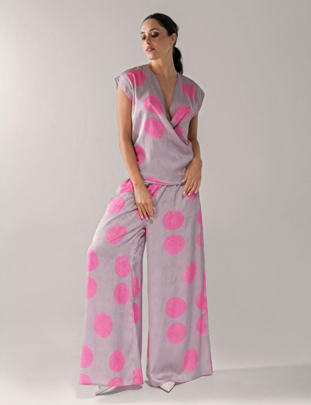 pantalone maxi pois A135SP108 PINK ANONYME 