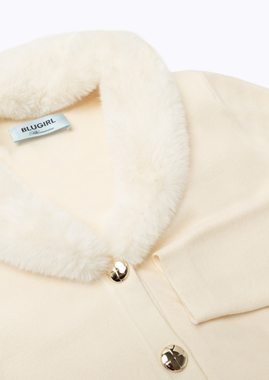 cardigan con collo faux fur RF4019MAB01 10110 Blugirl 