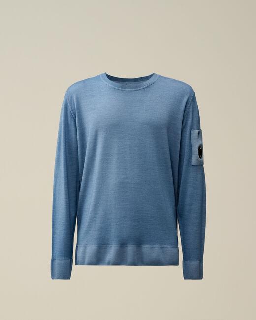 maglia in lana merino con logo 17CMKN091A 003247F 851 CP COMPANY 