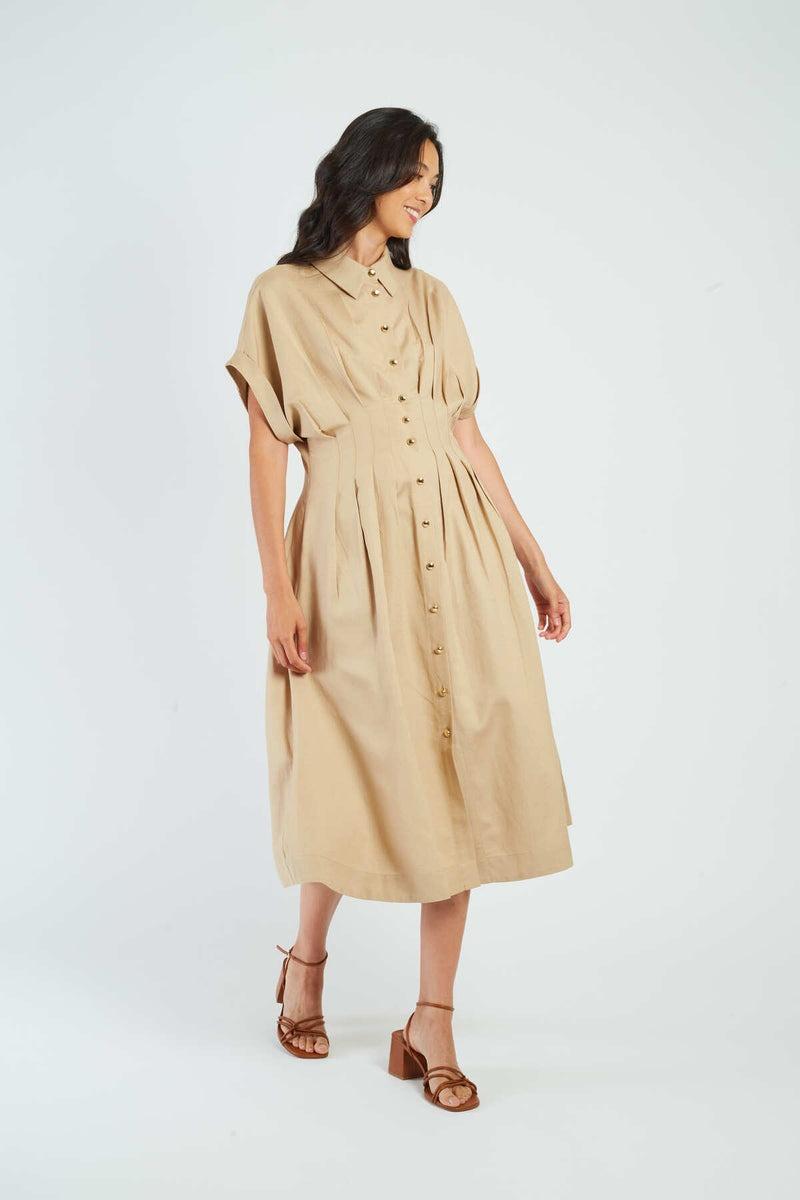 abito midi P615068 GWENDOLINE 100 BEIGE DERHY 