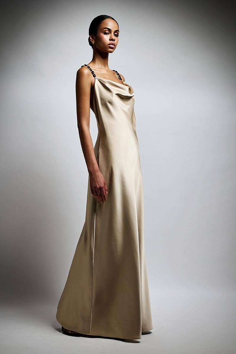 abito con schiena scoperta T4587 BEIGE TWINS 