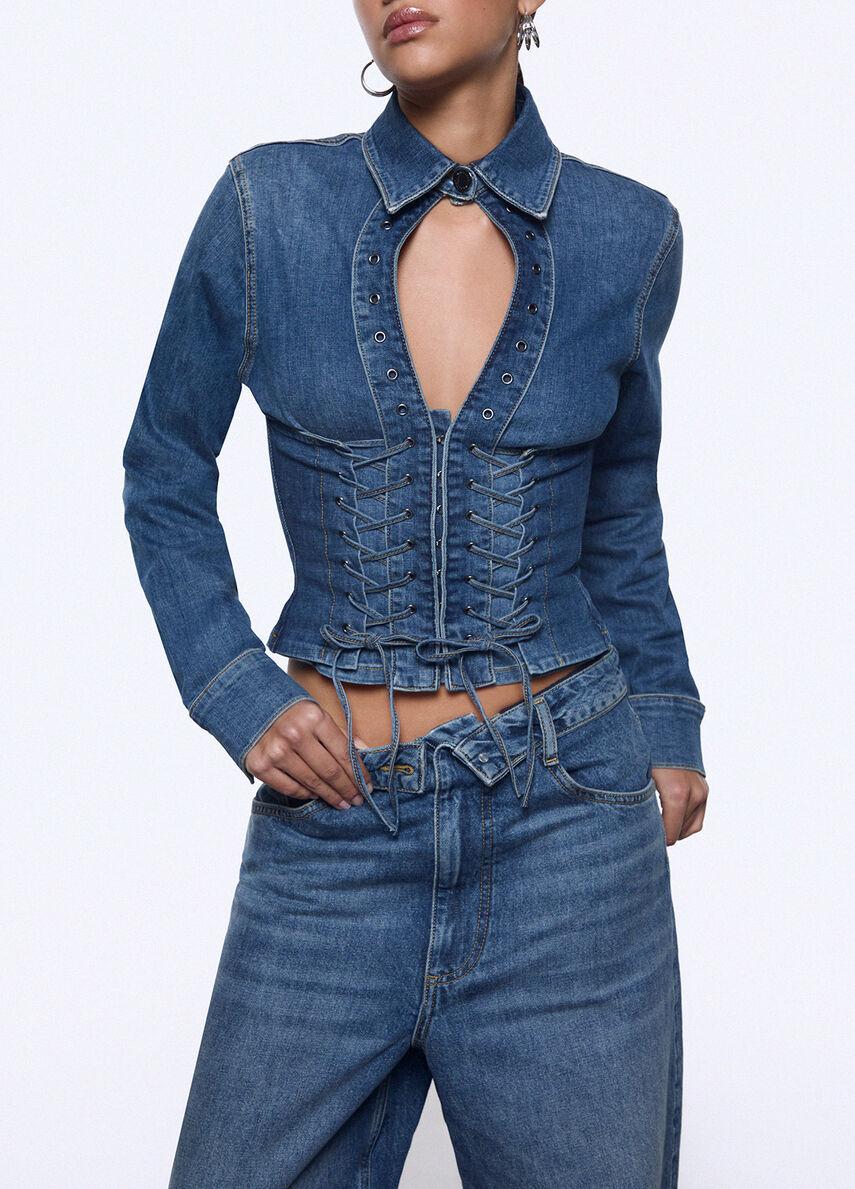 jeans baggy con stringhe UA6510D0400 79157 LIU-JO CAPSULE ELODIE 