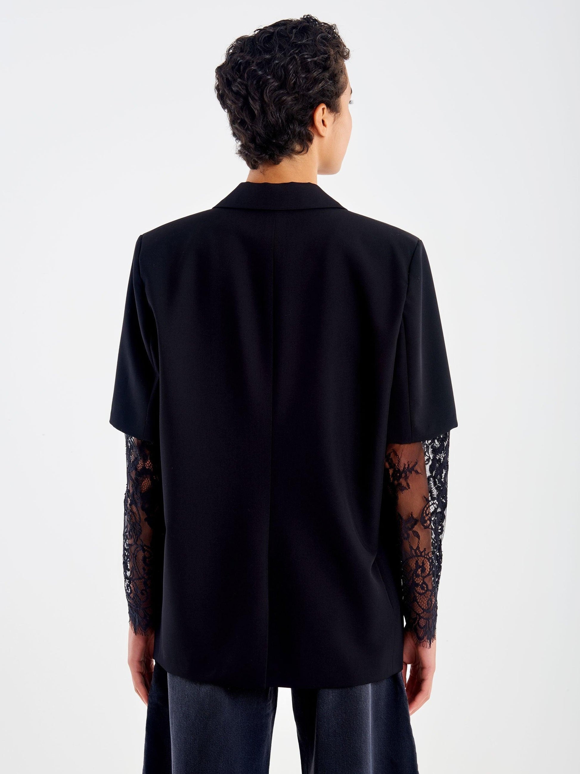 giacca con maniche in pizzo TF0617 NERO VICOLO 