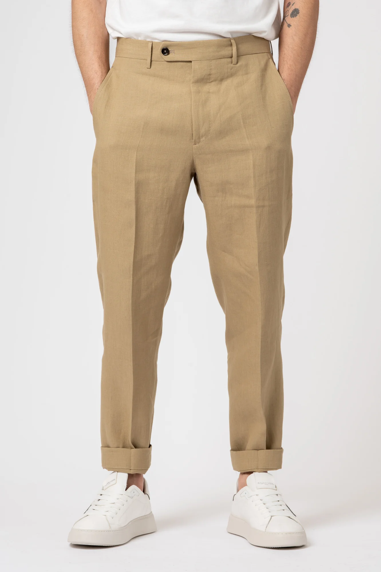 pantalone in lino vulcano PU17VULCANO195VT1330 SAND BERWICH 