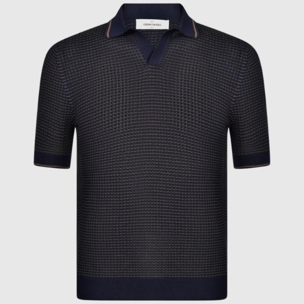 Polo skipper in maglia traforata 57191 20650 598 GRAN SASSO 