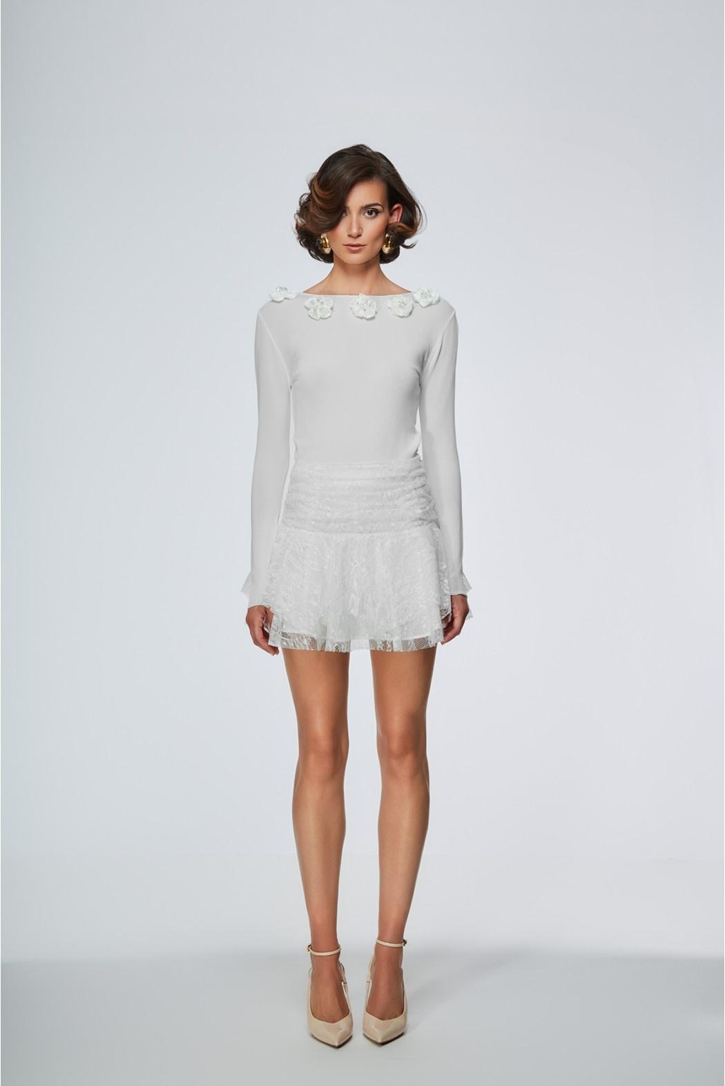 gonna corta in pizzo TOWSON 01S6 BIANCO TPN 
