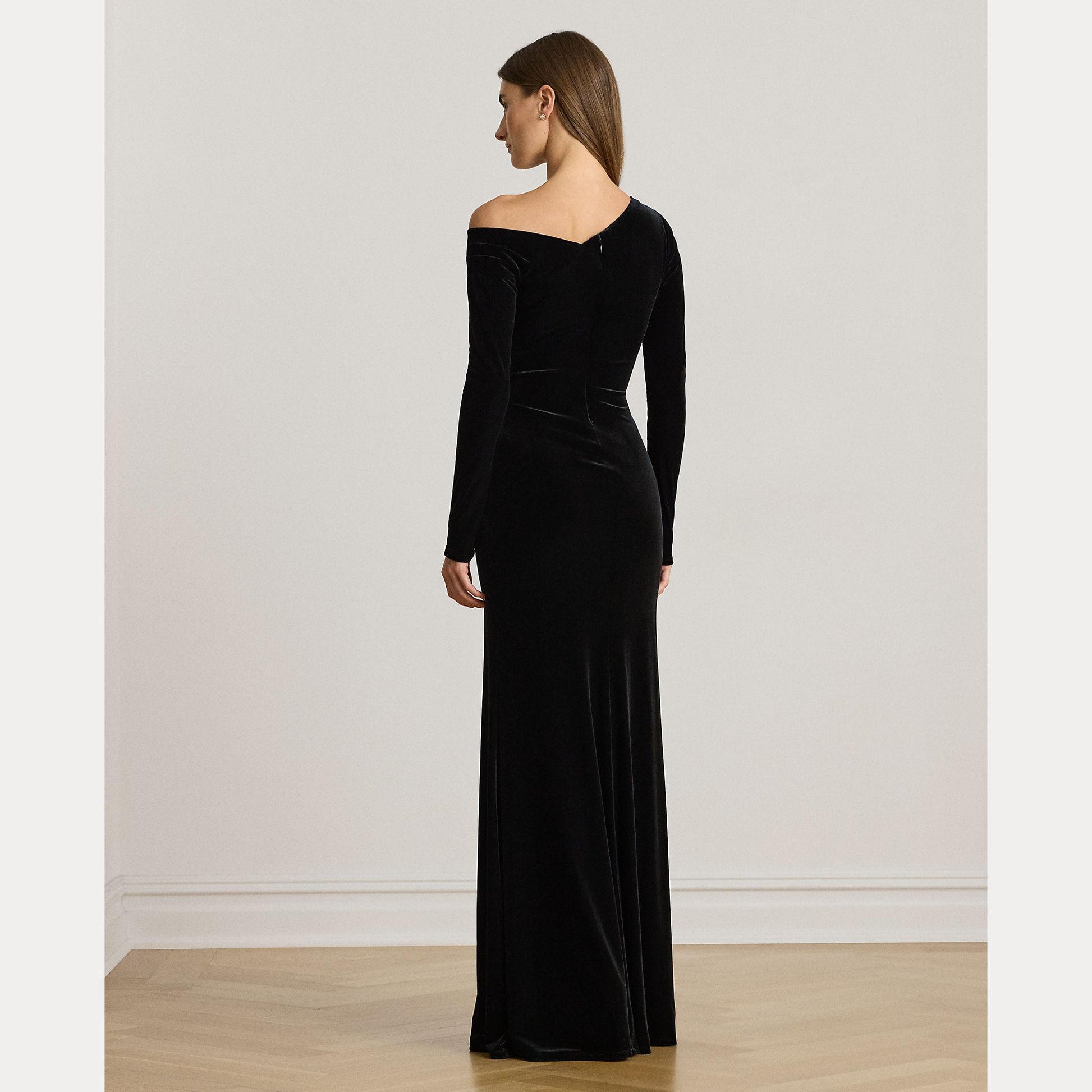 abito asimmetrico in velluto 253-979962 001 LAUREN RALPH LAUREN 