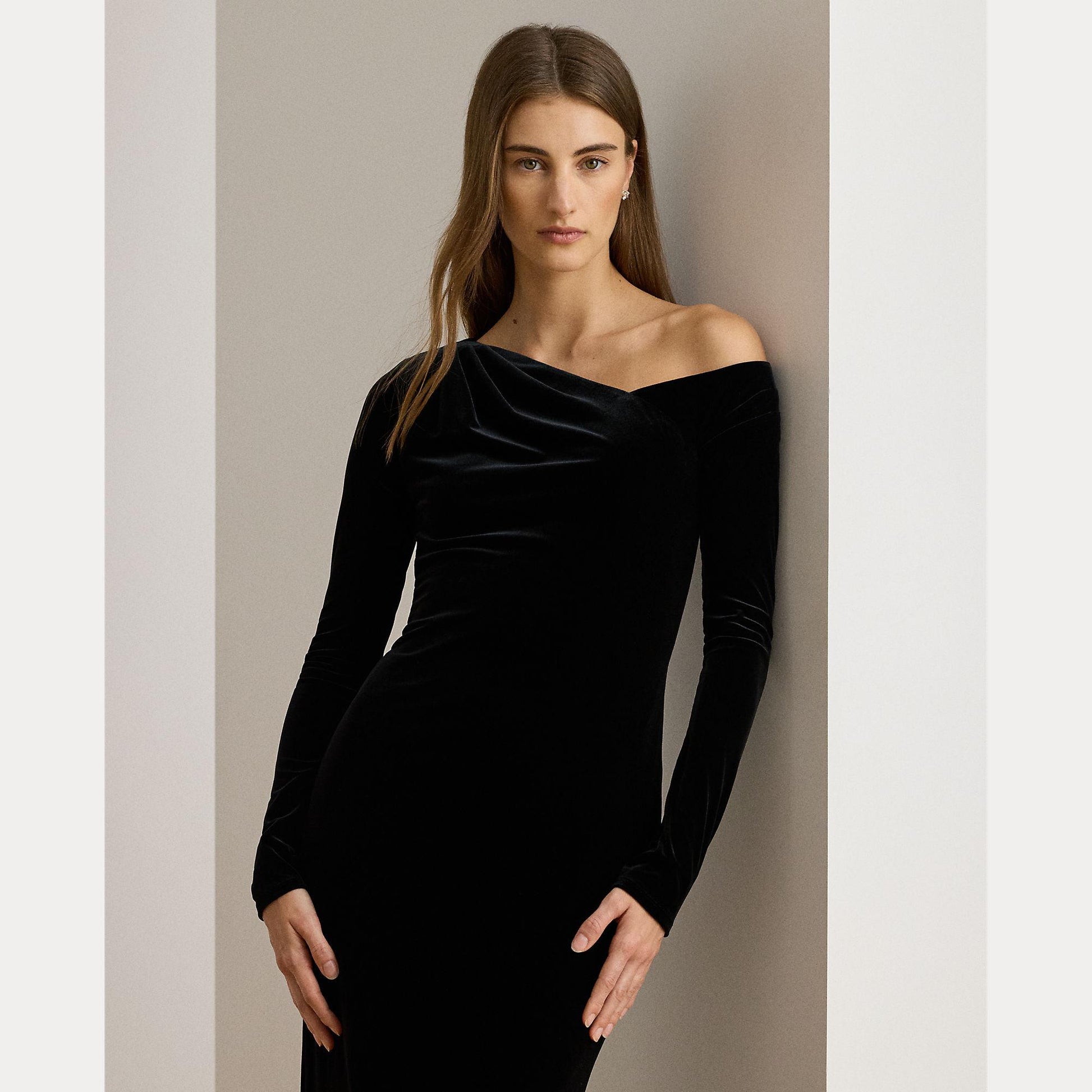 abito asimmetrico in velluto 253-979962 001 LAUREN RALPH LAUREN 