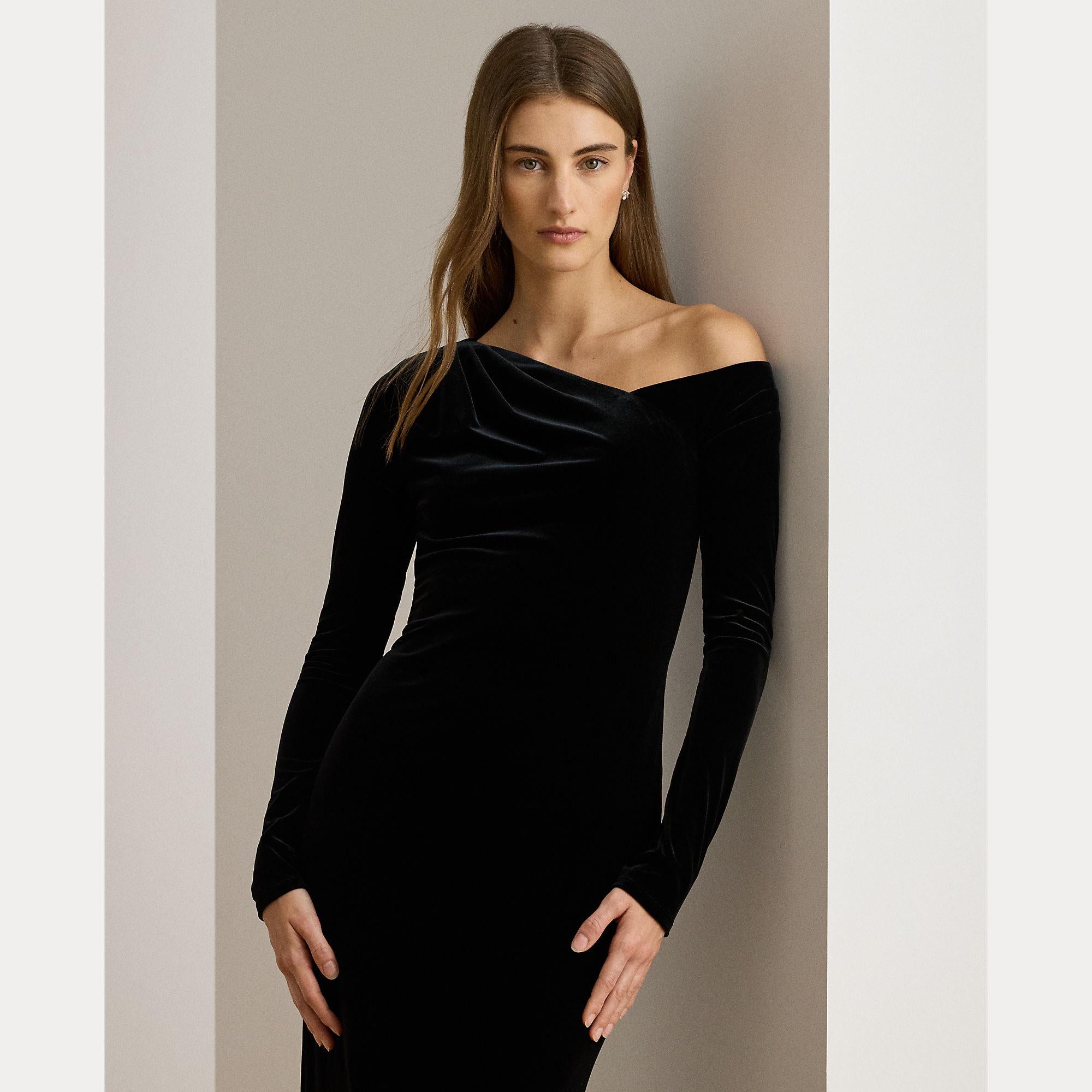 abito asimmetrico in velluto 253-979962 001 LAUREN RALPH LAUREN 