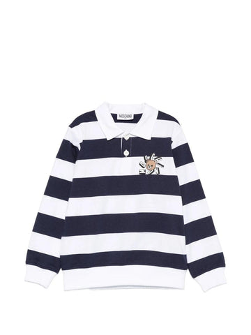 polo a righe con logo HUO010 LAE09 83685 MOSCHINO KIDS 