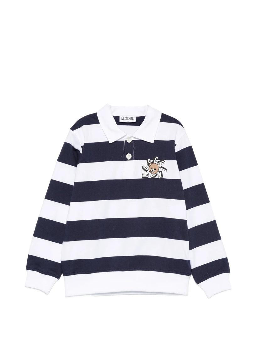 polo a righe con logo HUO010 LAE09 83685 MOSCHINO KIDS 