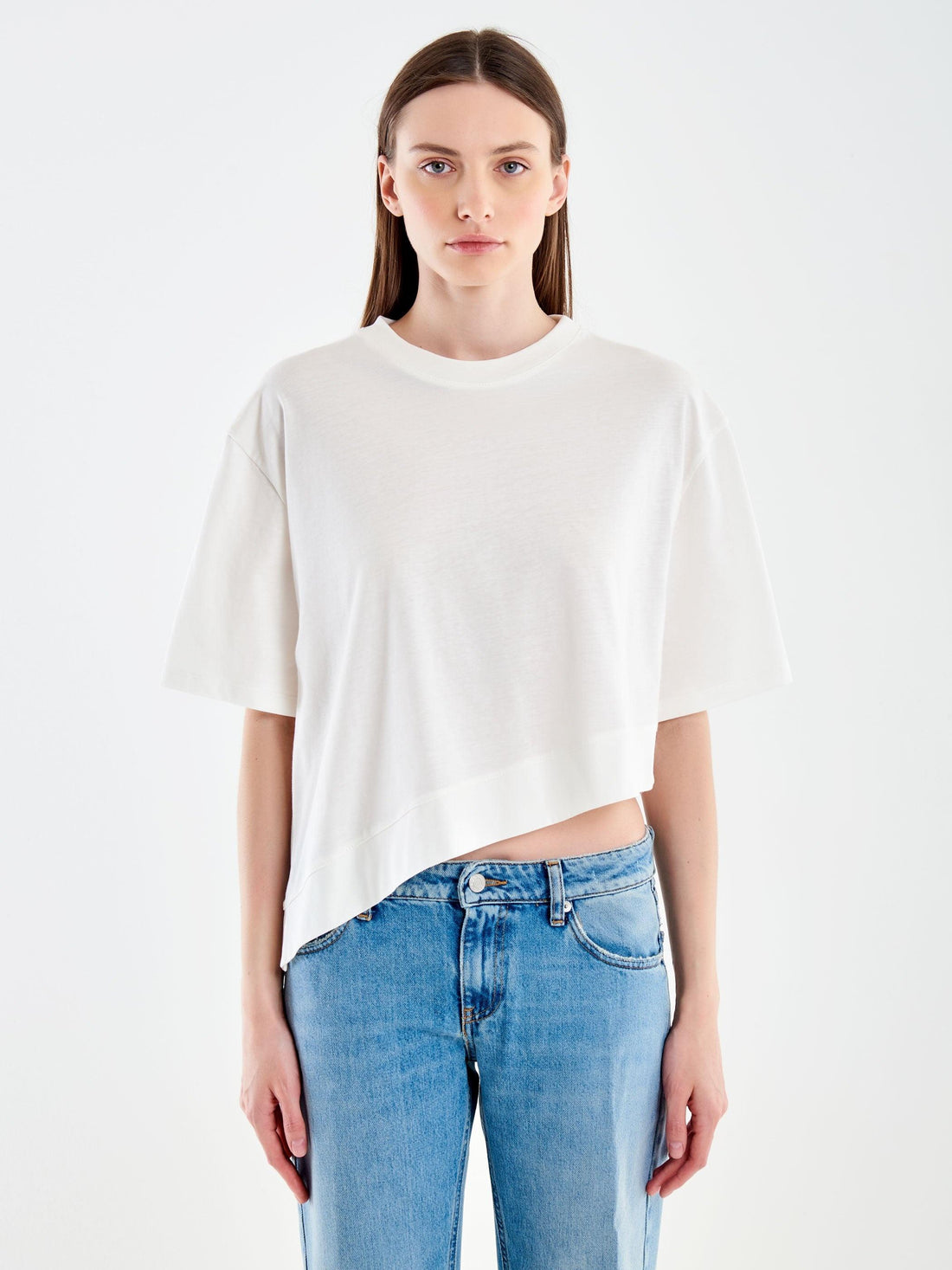 t-shirt asimmetrica UAB0281 BIANCO VICOLO 