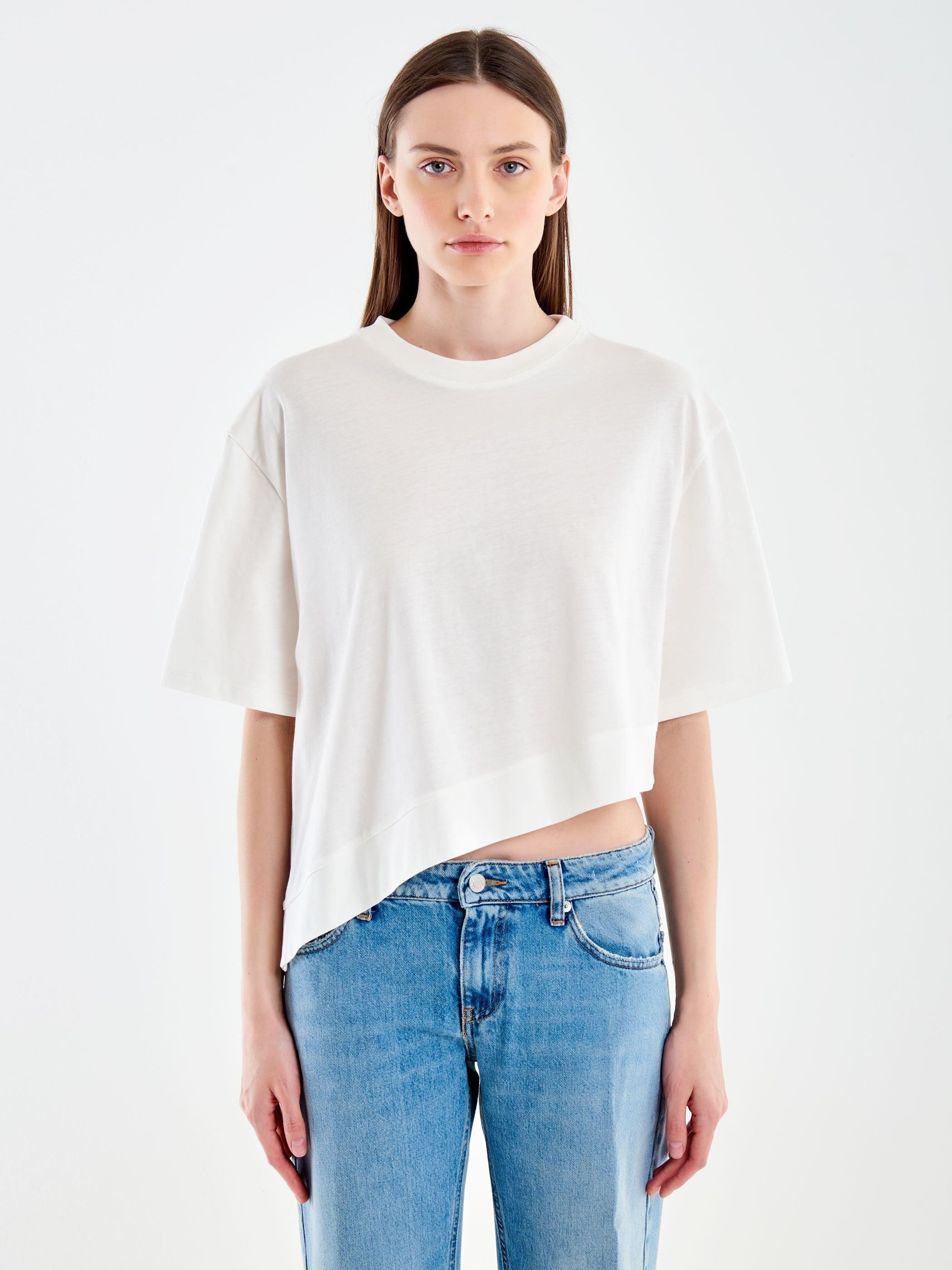 t-shirt asimmetrica UAB0281 BIANCO VICOLO 