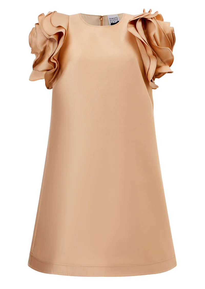 abito con maniche a fiore 080402/805 BEIGE EDWARD ACHOUR PARIS 