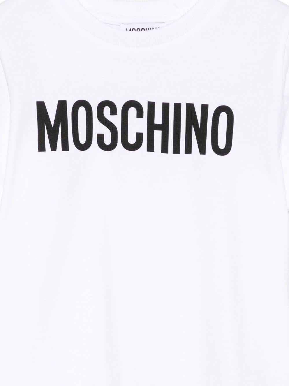 t-shirt con logo in contrasto HUM05JLBA24 10101 MOSCHINO KIDS 
