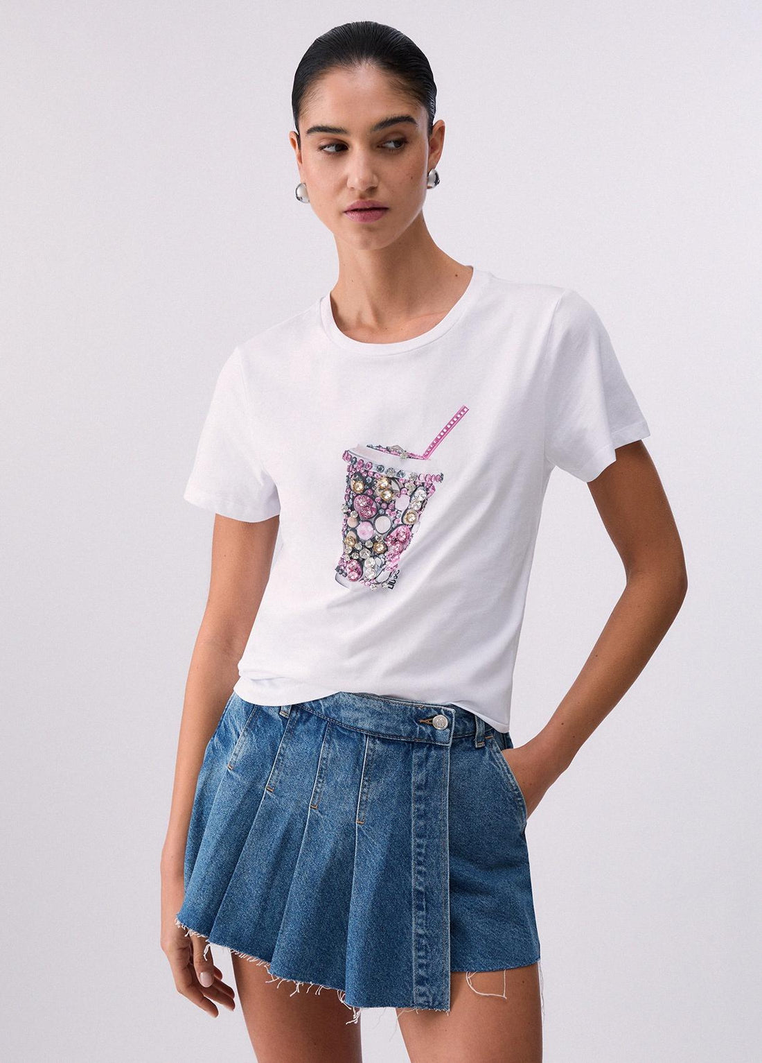 t-shirt con stampa WA6237JS923 P9331 LIU JO WHITE 