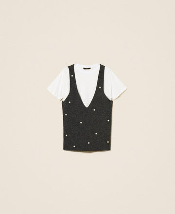 t-shirt in maglia 252AP3042 0082M TWINSET ACTITUDE 