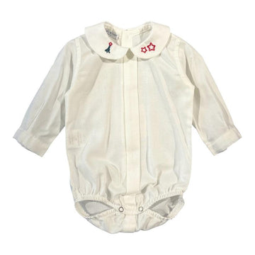 camicia con ricamo MF3550I PANNA/ROSSO MANUELL&FRANK 