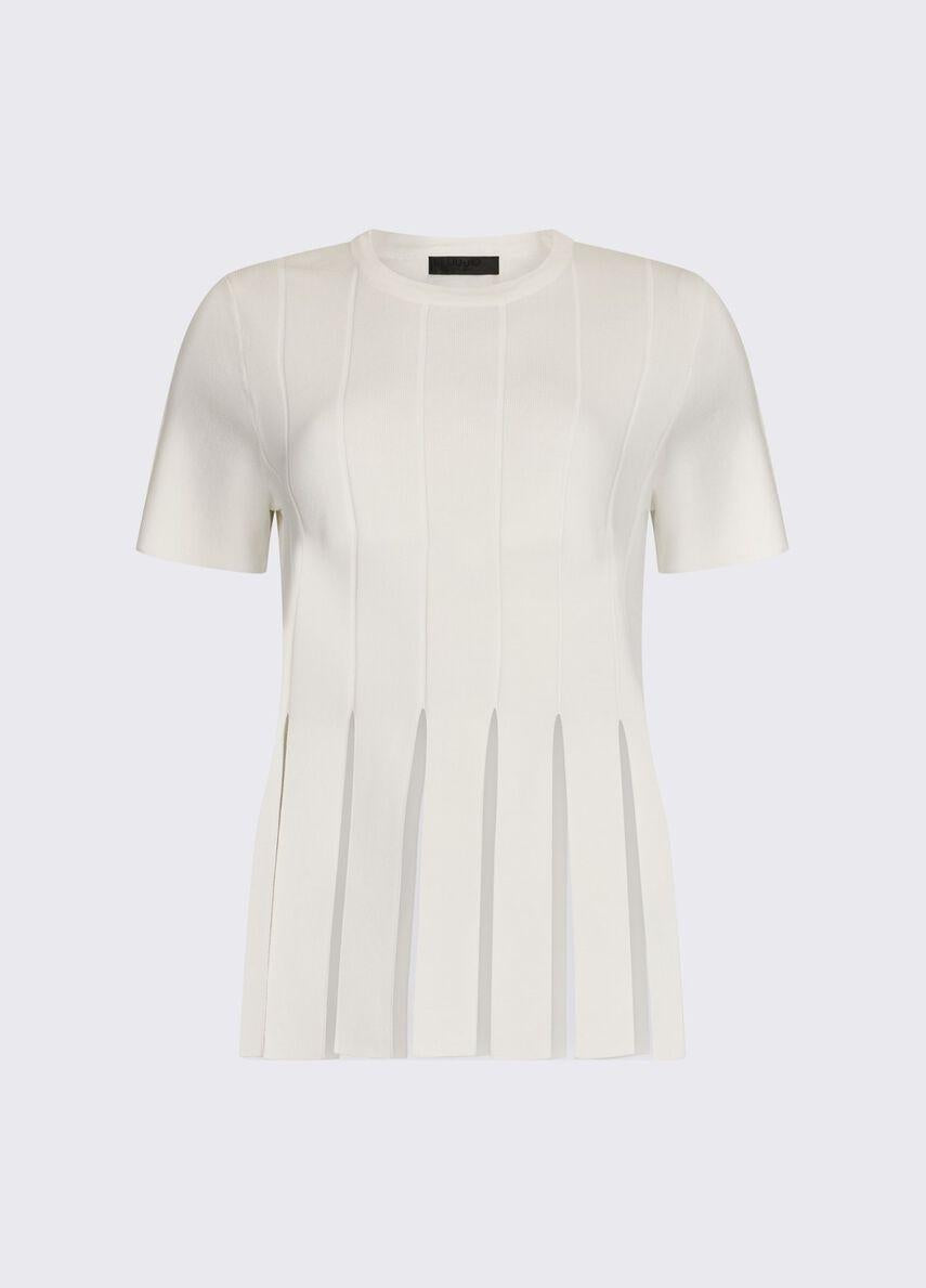 t-shirt in maglia con frange CA6110MS55N P9636 LIU JO BLACK 