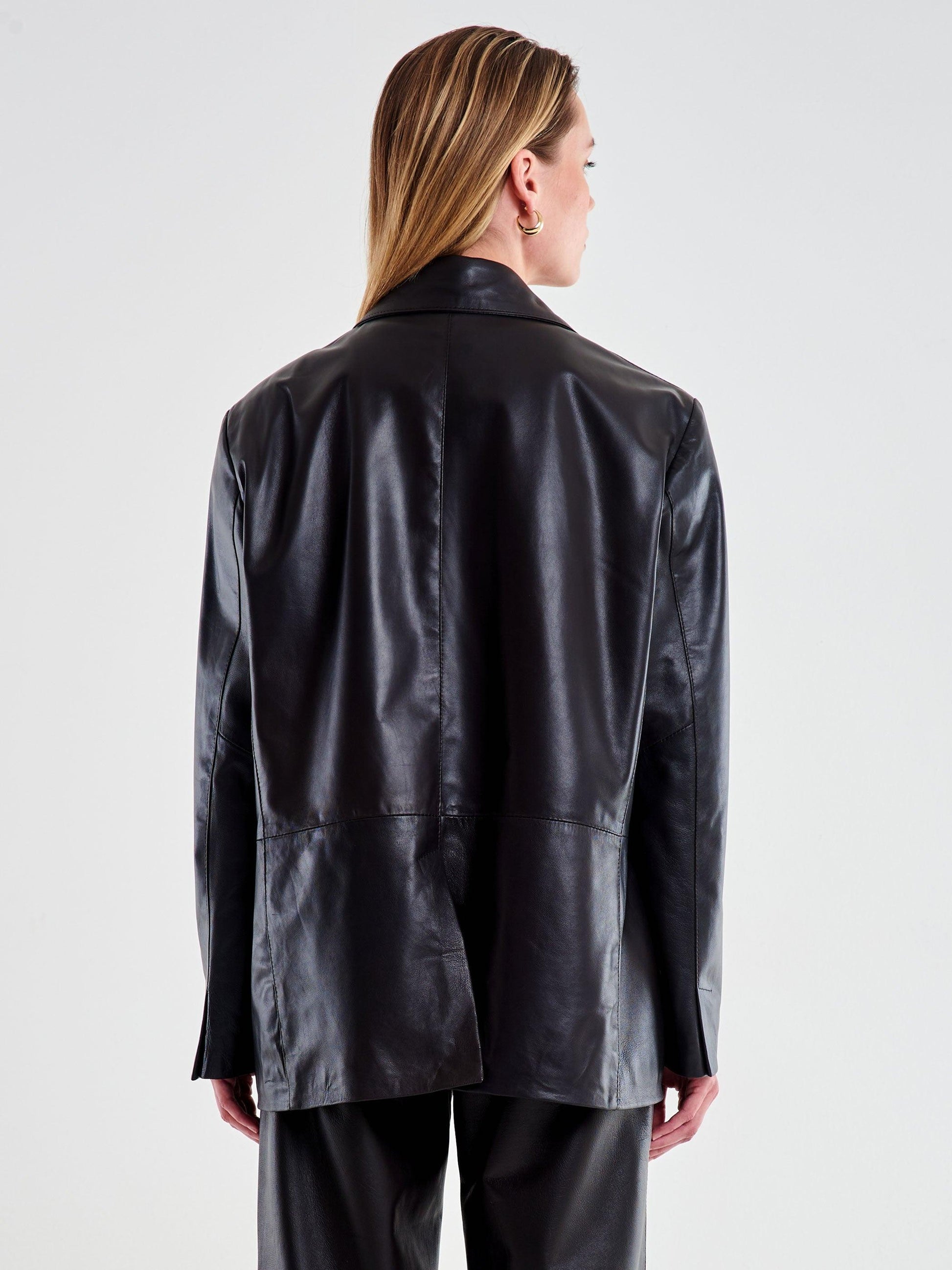 giacca over in pelle TF0271 NERO VICOLO 
