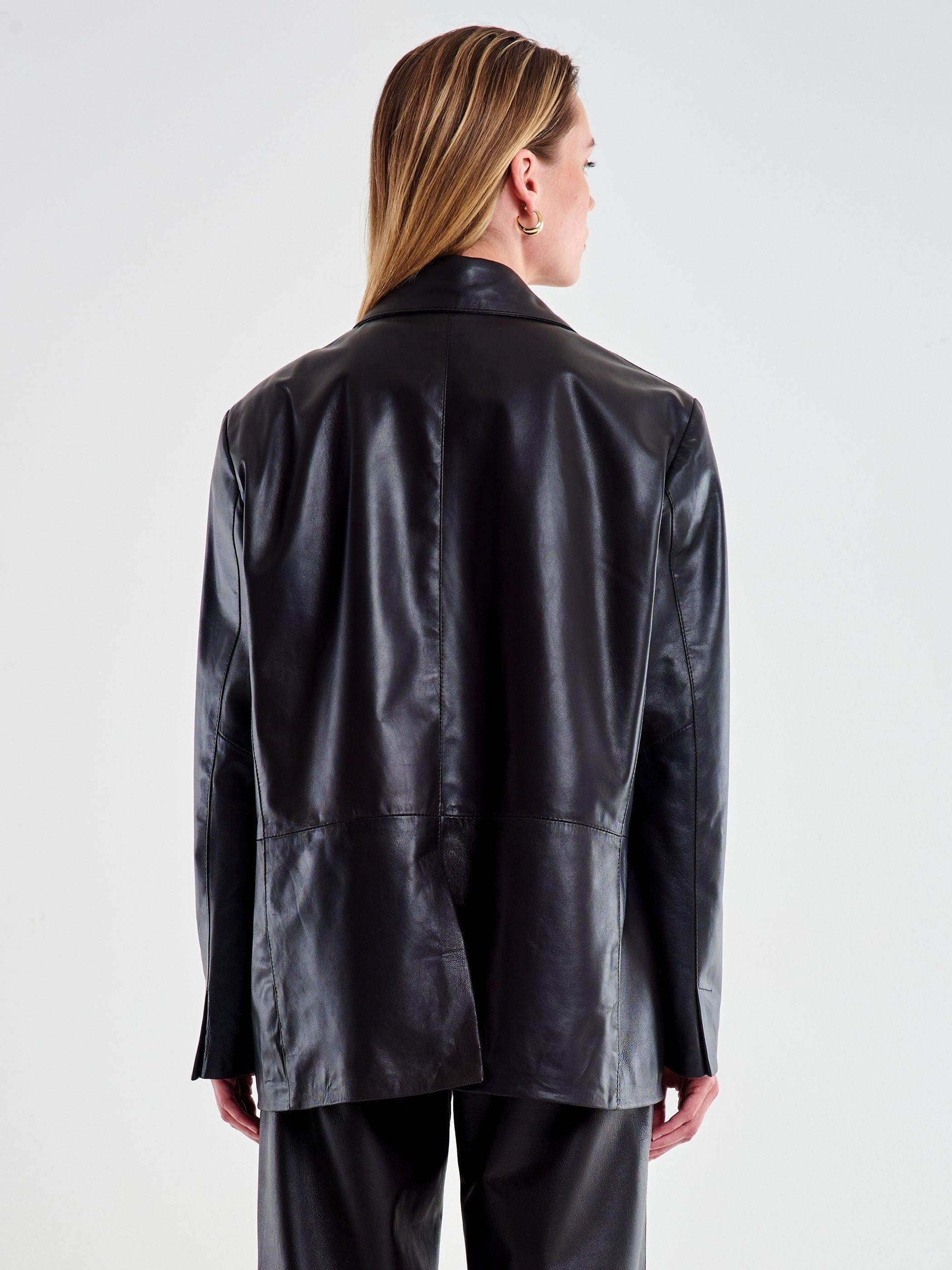 giacca over in pelle TF0271 NERO VICOLO 