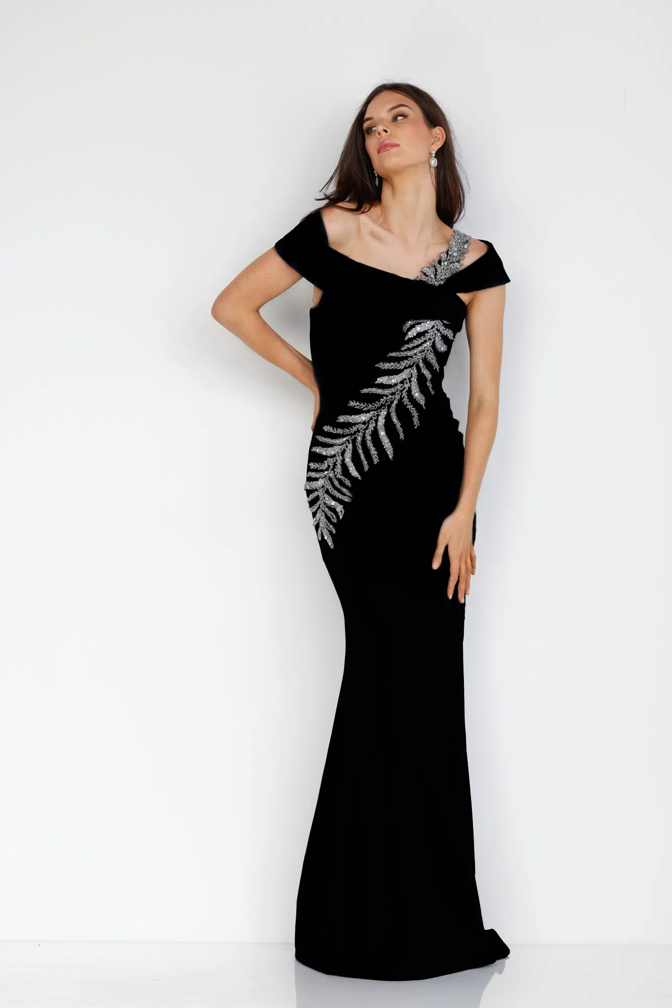 abito elegante con applicazioni 2111M5289 BLACK TERANI COUTURE 