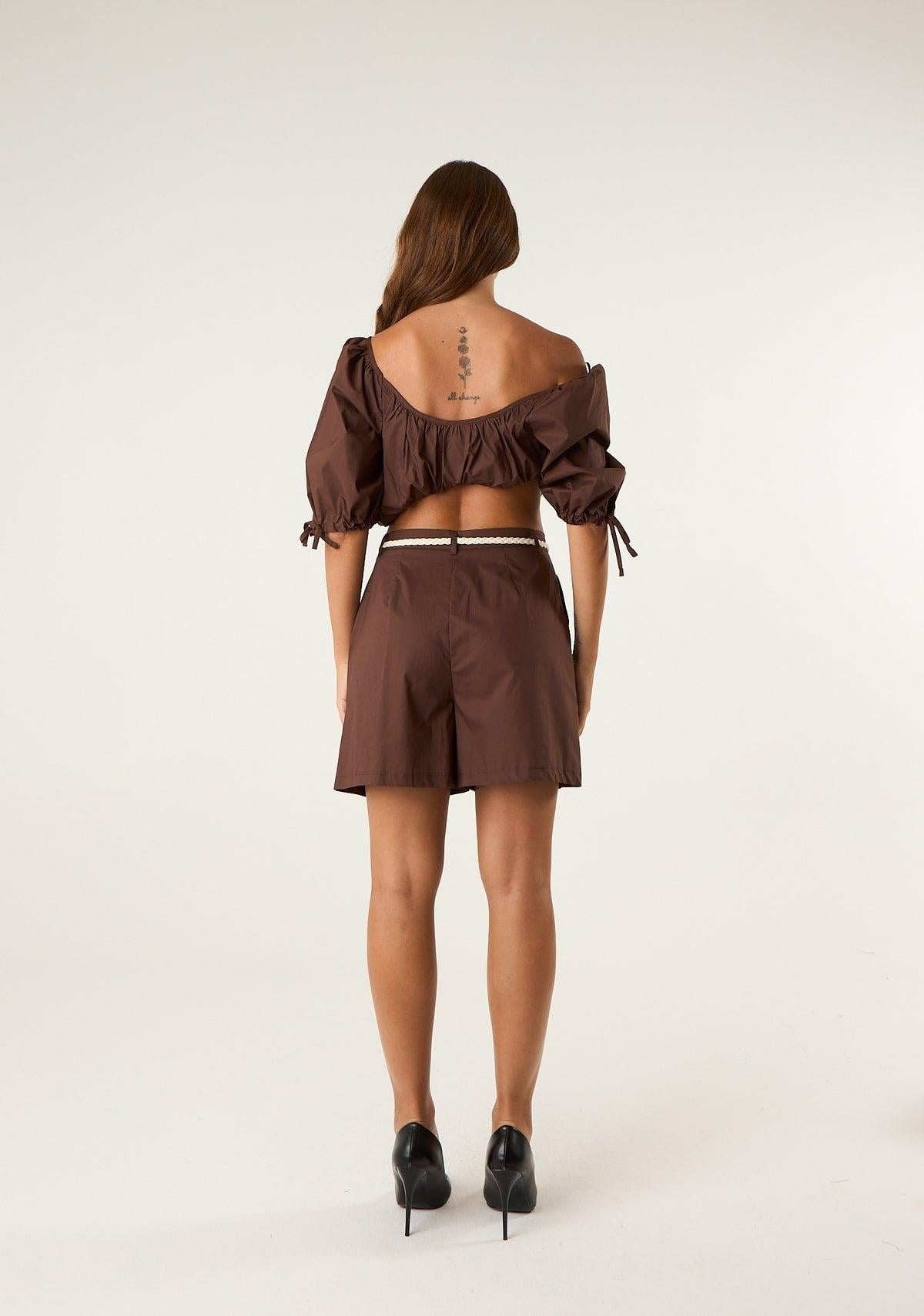 coordinato top e shorts TAB2618 NOCCIOLA VICOLO 