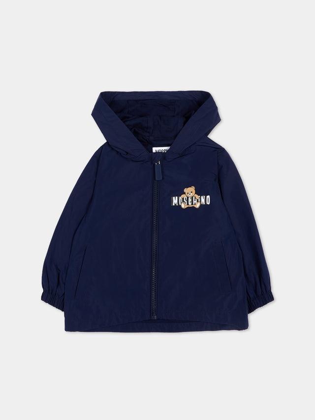 Giubbino impermeabile con logo MUS033 L3A39 40016 MOSCHINO KIDS 