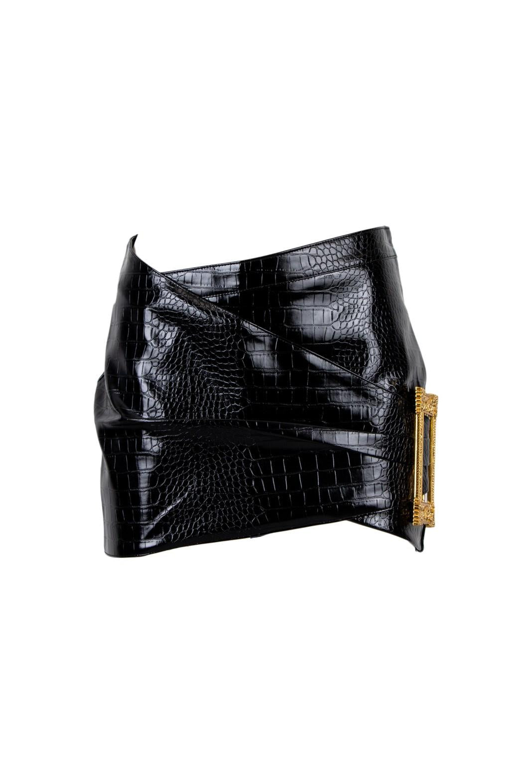 gonna ecopelle effetto coccodrillo DALHART 012W5D6 NERO TPN 