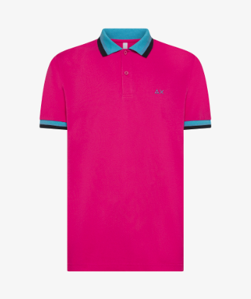 polo con colletto in contrasto A35117 FUXIA SUN68 