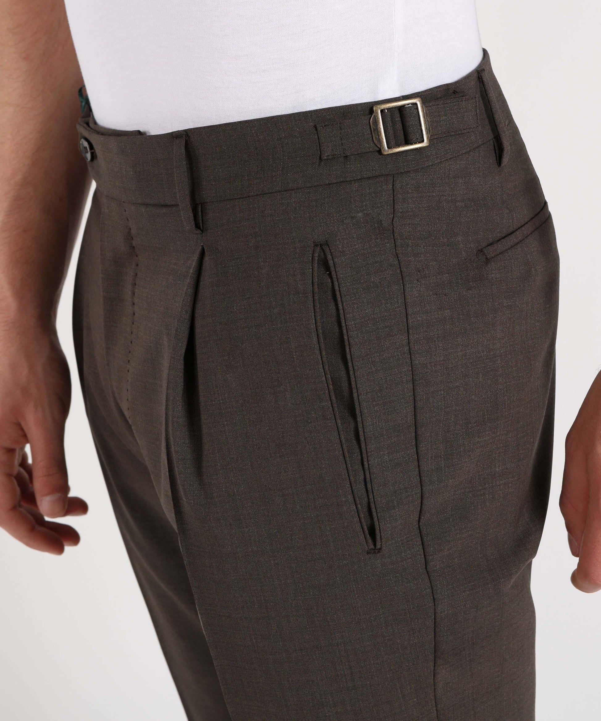 Pantalone classico con pinces RETROMZ1460 BROWN BERWICH 