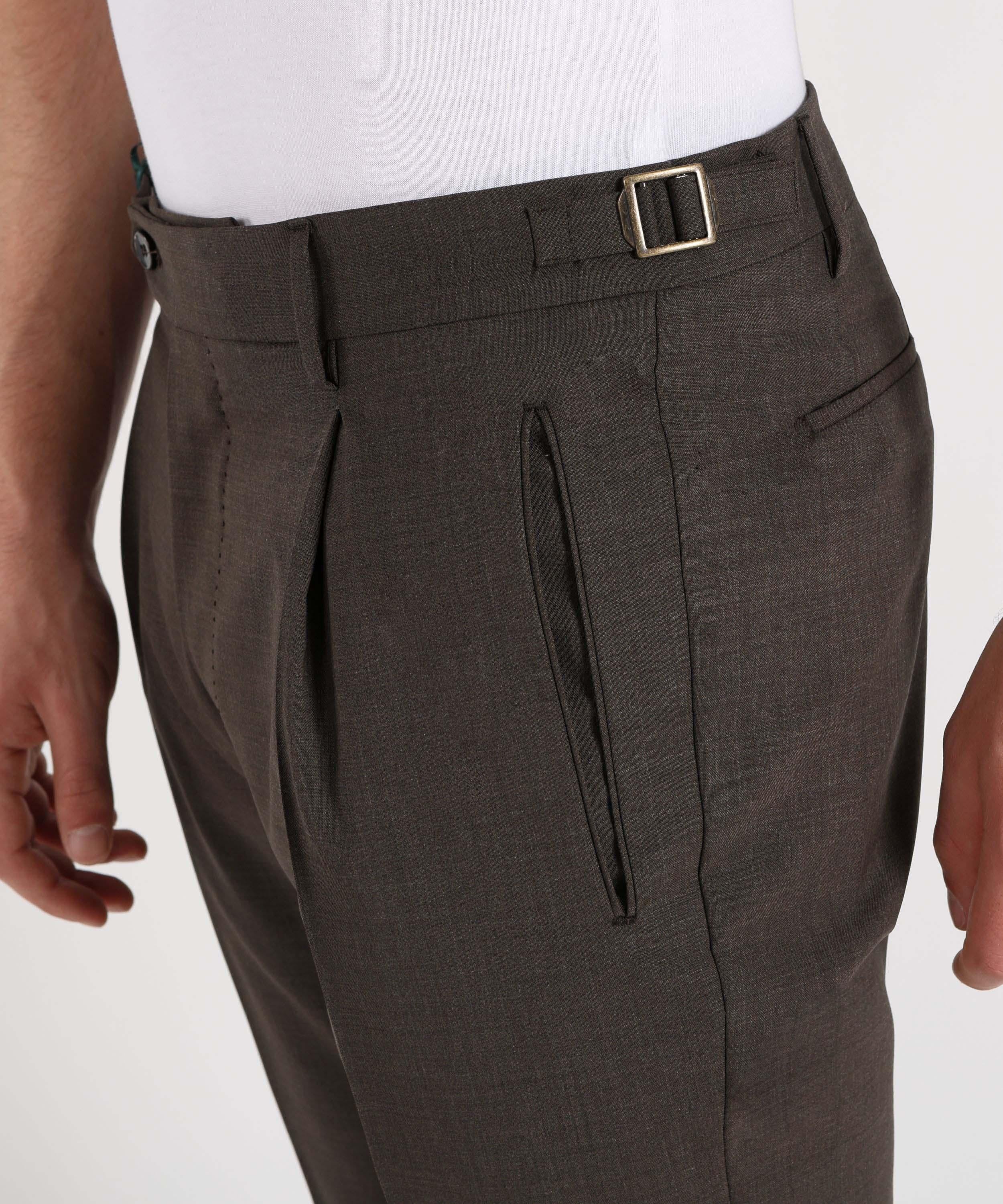 Pantalone classico con pinces RETROMZ1460 BROWN BERWICH 