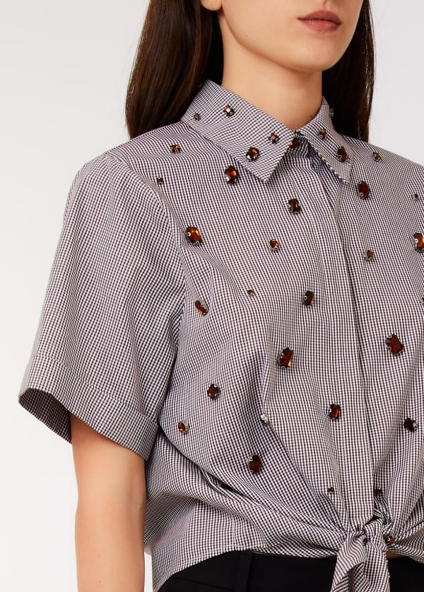 camicia con ricamo castoni CA6248T527A P9588 LIU JO BLACK 