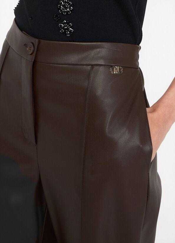 pantalone in tessuto spalmato MF5069E0624 90915 LIU JO WHITE 