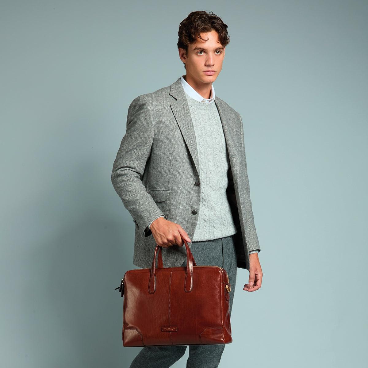 cartella in pelle linea vespucci 06363001 14 MARRONE/ORO THE BRIDGE 
