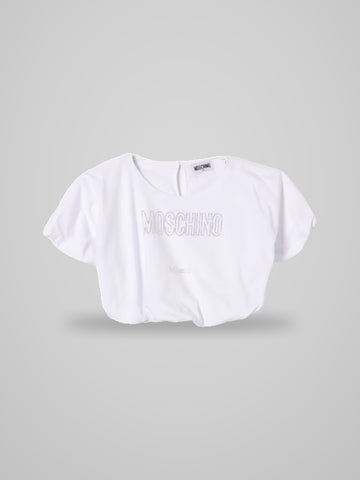 t-shirt cropped in cotone