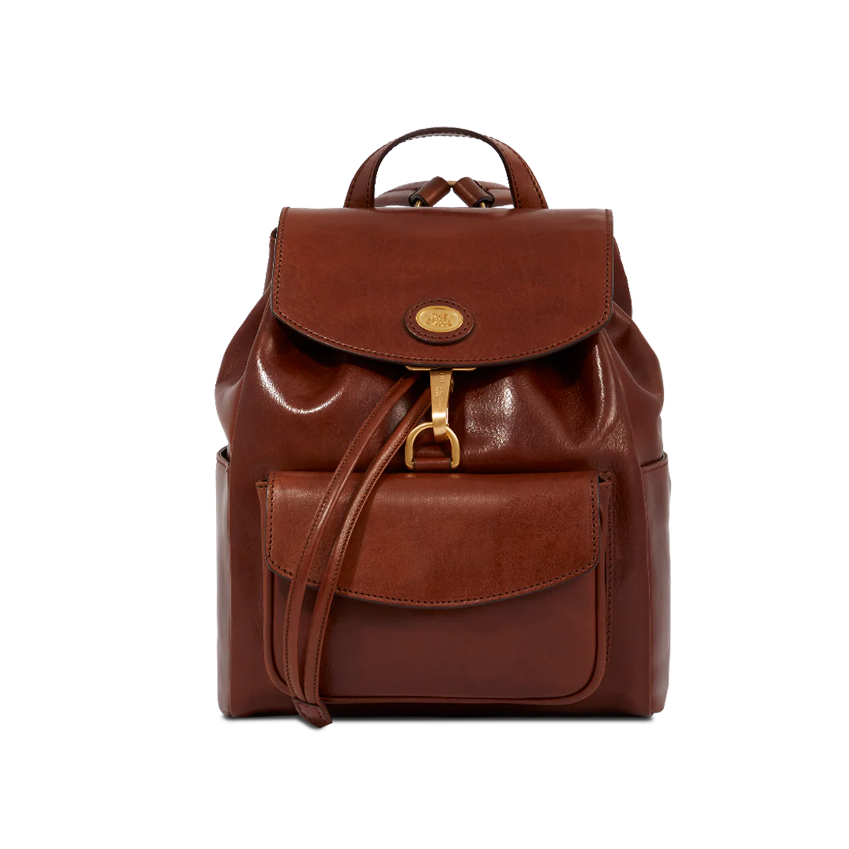 zaino in pelle con tasca frontale