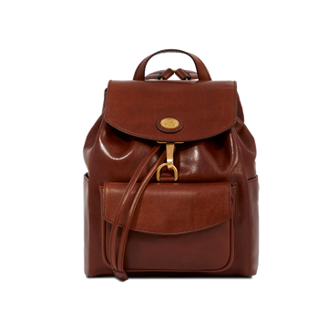zaino in pelle con tasca frontale