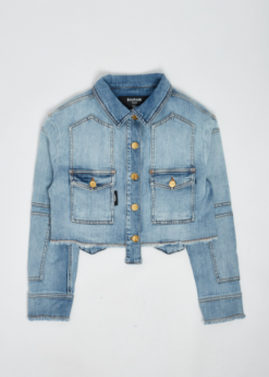 Giacca cropped in denim